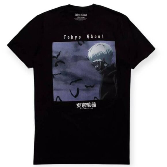 FUNIMATION BLACK Tokyo Ghoul Ken Kaneki & Bats T-Shirt SZ.M EUC - Picture 1 of 5
